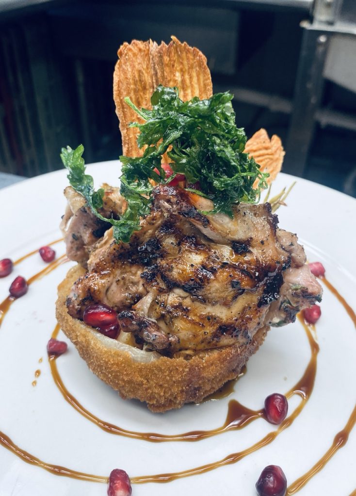 Grilled Quail with Crispy Onion Nest