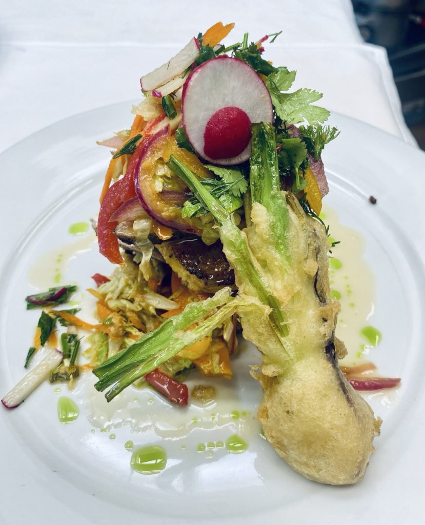 Seared Rare Tuna with Polenta Cake